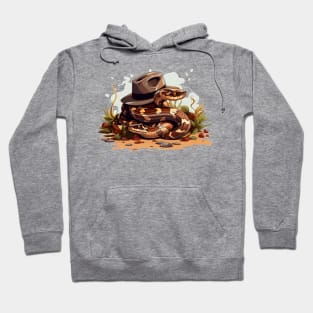 Snakes Slithering Under a Brown Fedora - Adventure Hoodie